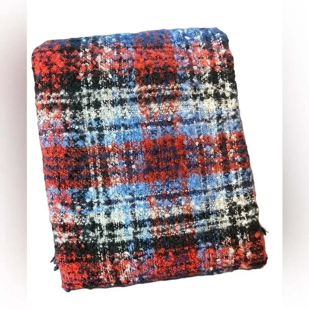 Tartan Plaid Scarf Red/White/Blue Women’s One Size